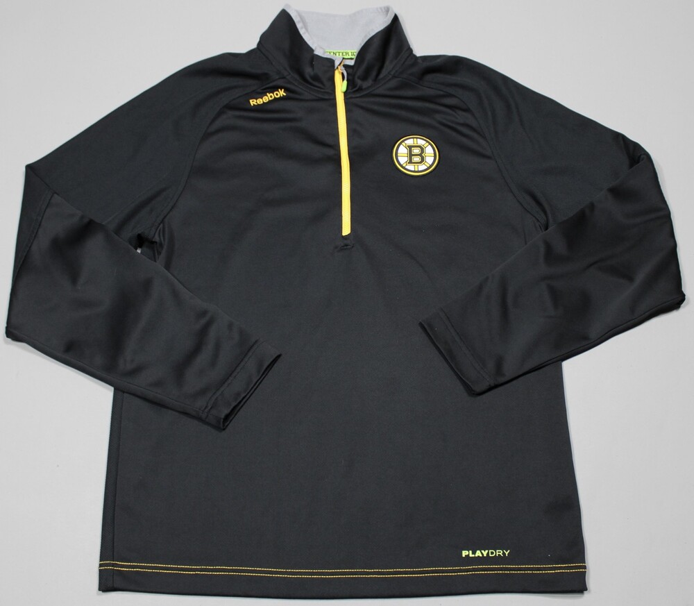 Boston Bruins Reebok Long Sleeve 1/4 Zip Pullover Mens Medium Black